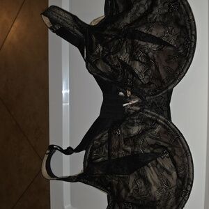 Cacique 46H W/ Underwire Black Lace Colored Womens Bra (Paula #7)